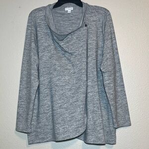 Purejill J. Jill Knit Tunic Cowl Neck Pockets Gray Top Large Prima Cotton